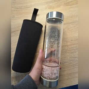 Crystal Infused Glass Water Bottle with Sleeve